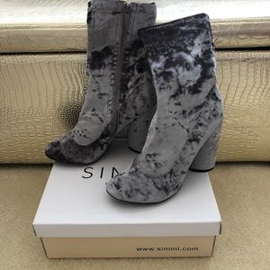 Grey Velvet high heel boots